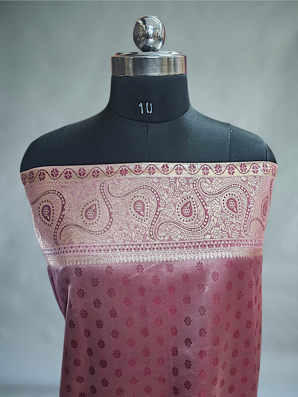 Peach Satin Silk Bnarasi Saree 