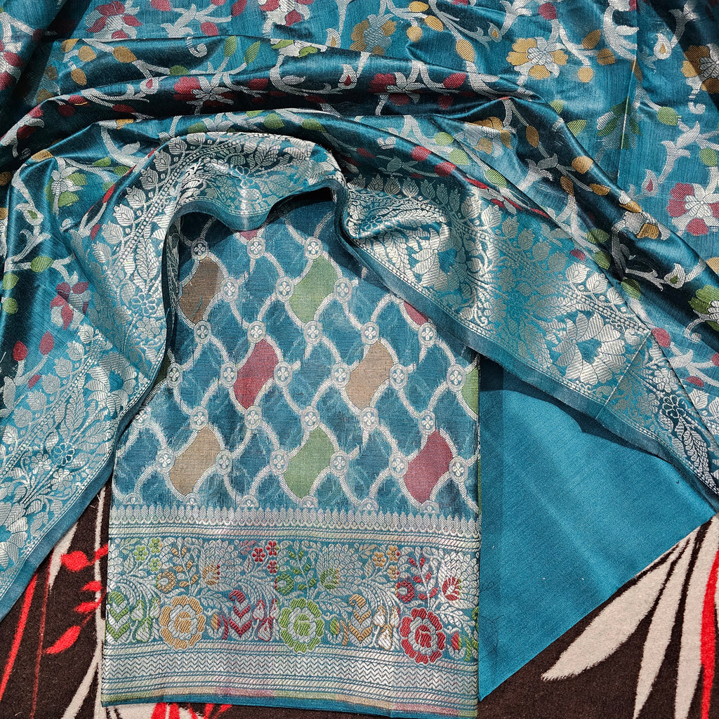 "Banarasi Silk Suit with Matching Bottom and Dupatta, Perfect for Bridal, Party, and Festive Occasions, Premium Silk with Intricate Zari Work"