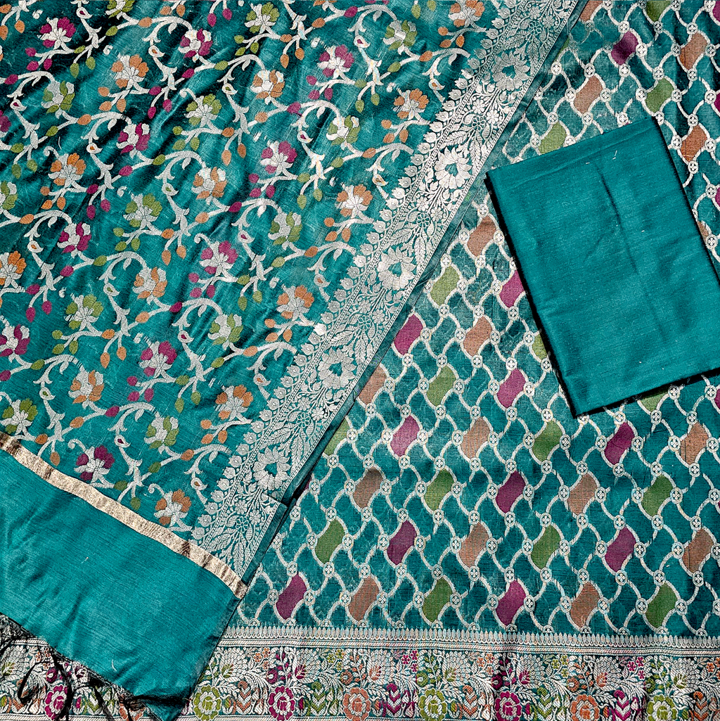 "Elegant Banarasi Silk Suit with Matching Dupatta and Bottom for Wedding, Party, and Festive Wear"