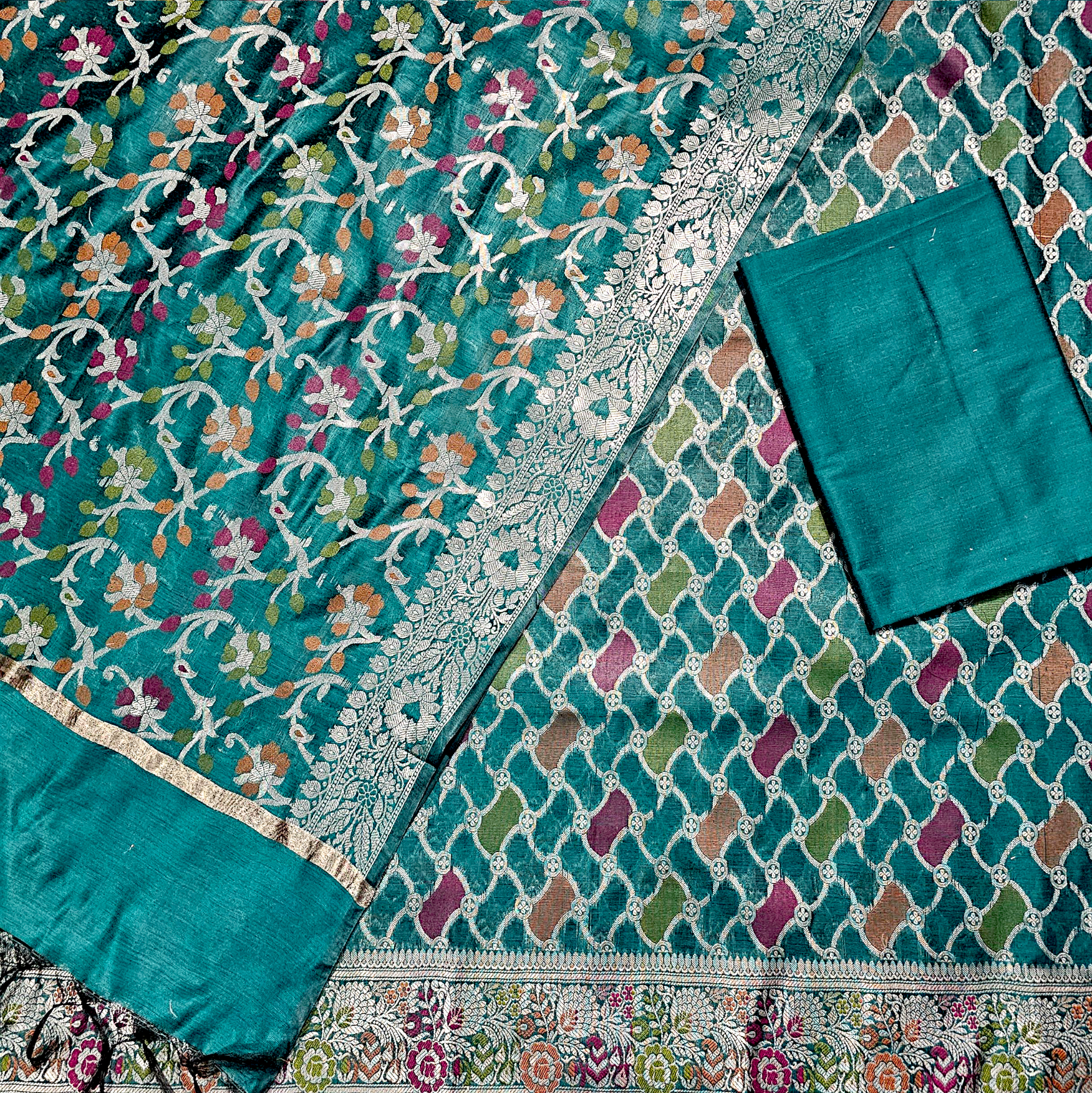 "Elegant Banarasi Silk Suit with Matching Dupatta and Bottom for Wedding, Party, and Festive Wear"