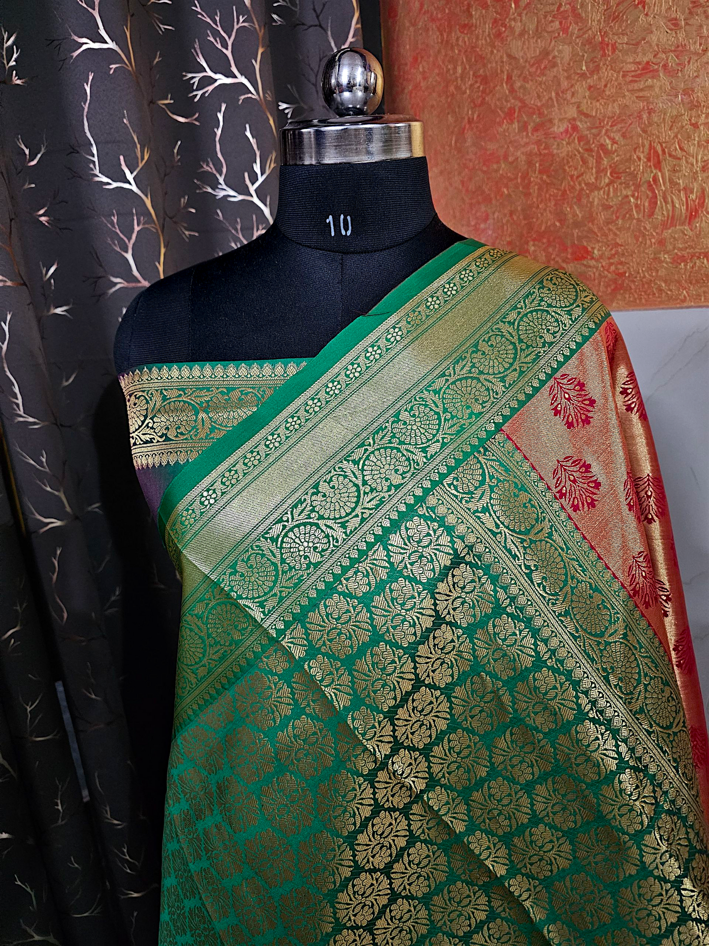 Red Banarasi Saree with Mormankhi Buti 