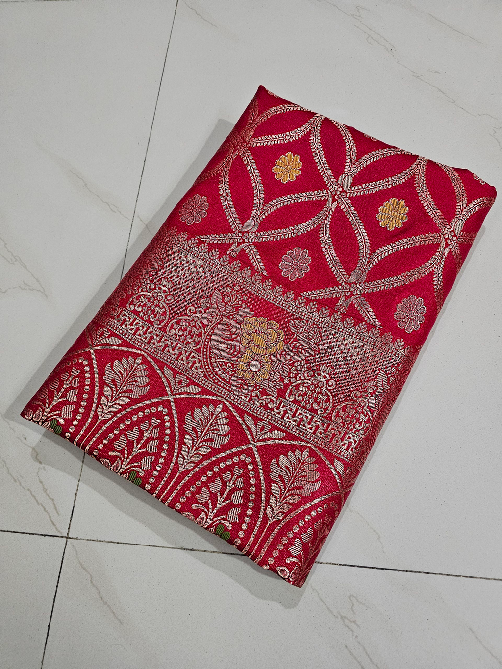 Red Dola Silk Patti Jal Saree