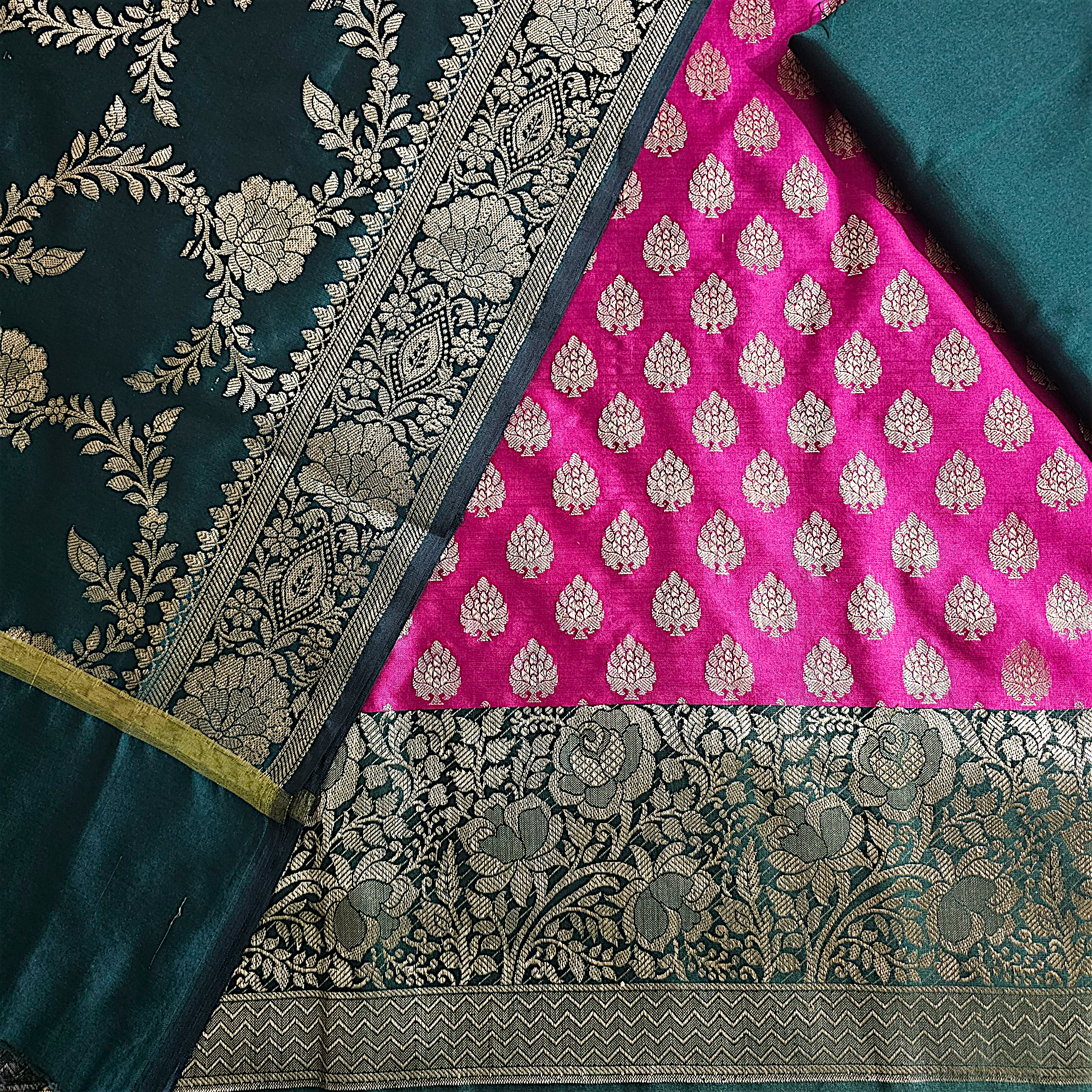 Satin Silk Suit – Elegant Banarasi Design for Festive Wear