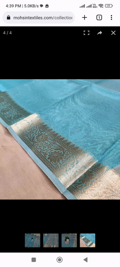 Tisshu silk saree sky blue colour Saree Banarsibrides 