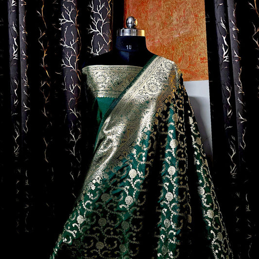 Murri jaal silk sari  GREEN 