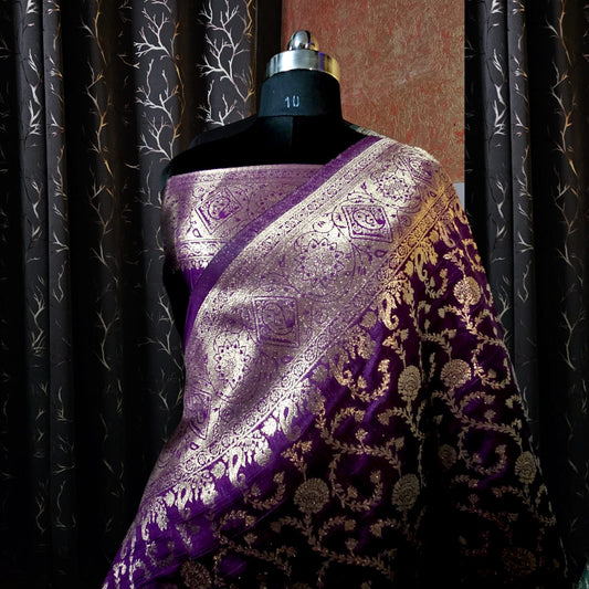 Murri jaal purple silk saree