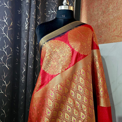 “Navy blue Banarasi dupion silk saree with elegant traditional design,