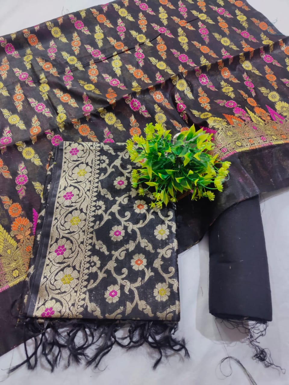 black silk banarsi suit IIcottan silk banarsi suit II manufacturing price banarsi suit 