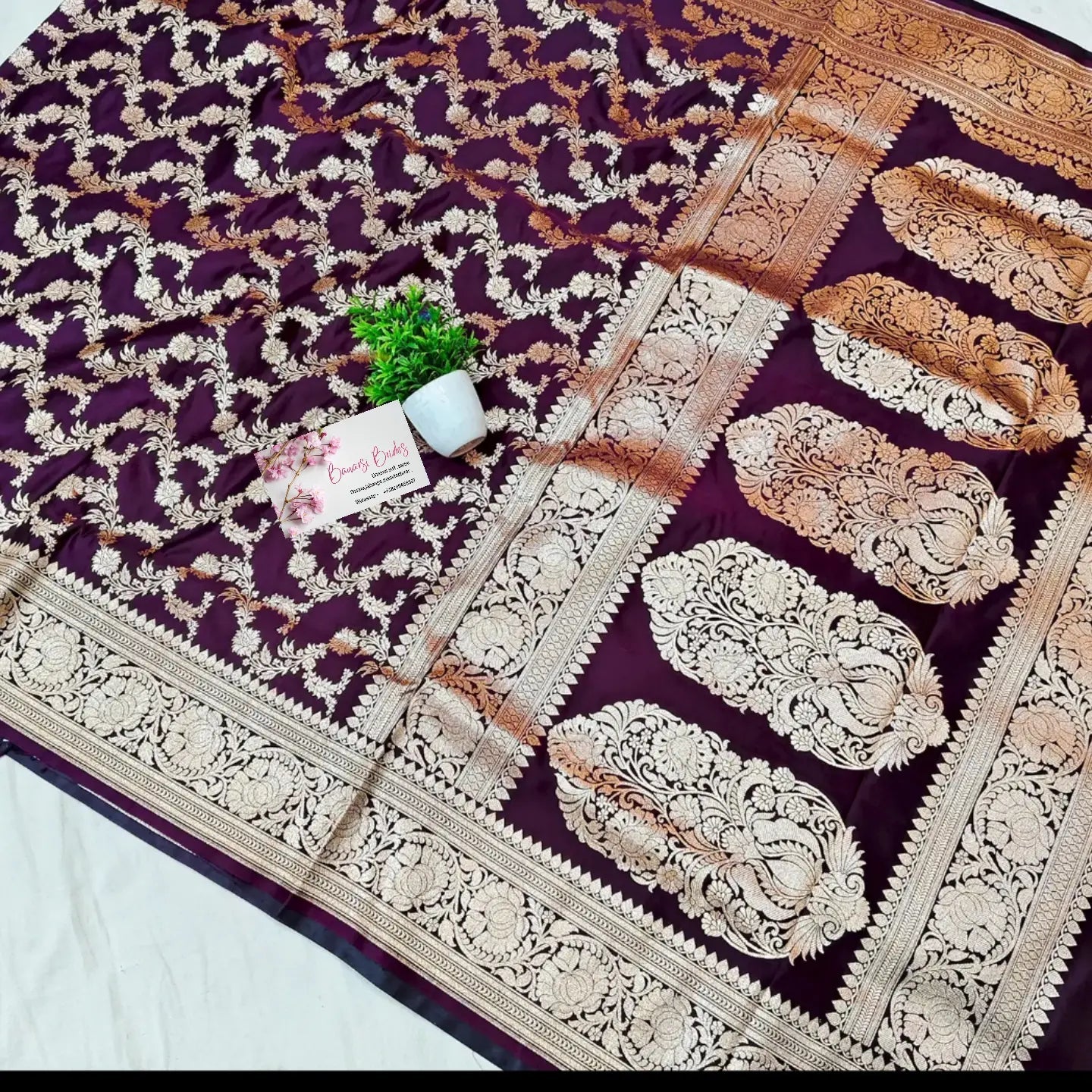 Muglai jaal majenta colour Saree Banarsibrides 