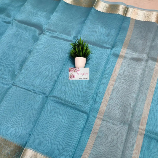 Tisshu silk saree sky blue colour Saree Banarsibrides 