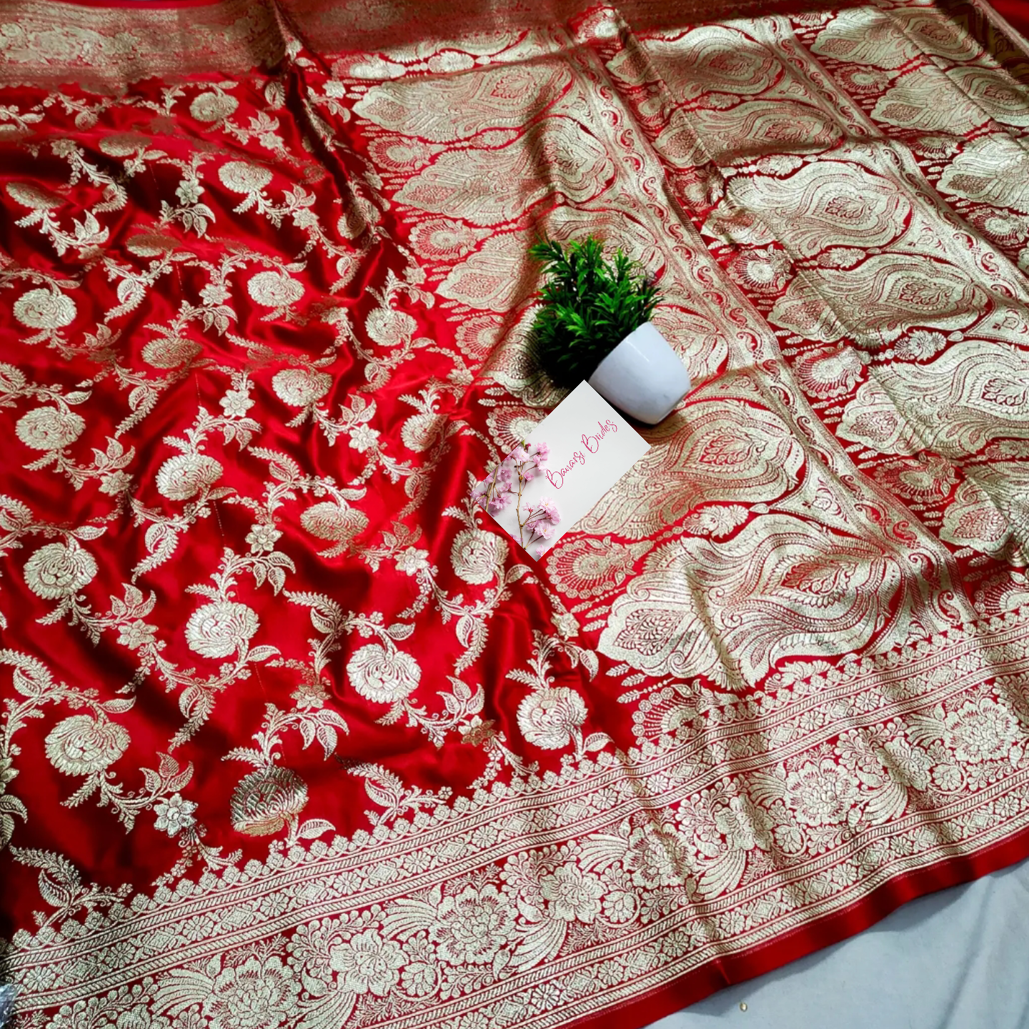 Katan silk saree wedding saree - Banarsi Brides