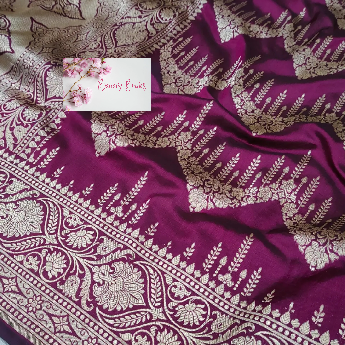 Purple Handloom Pure Katan Silk Banarasi Saree - Banarsi Brides