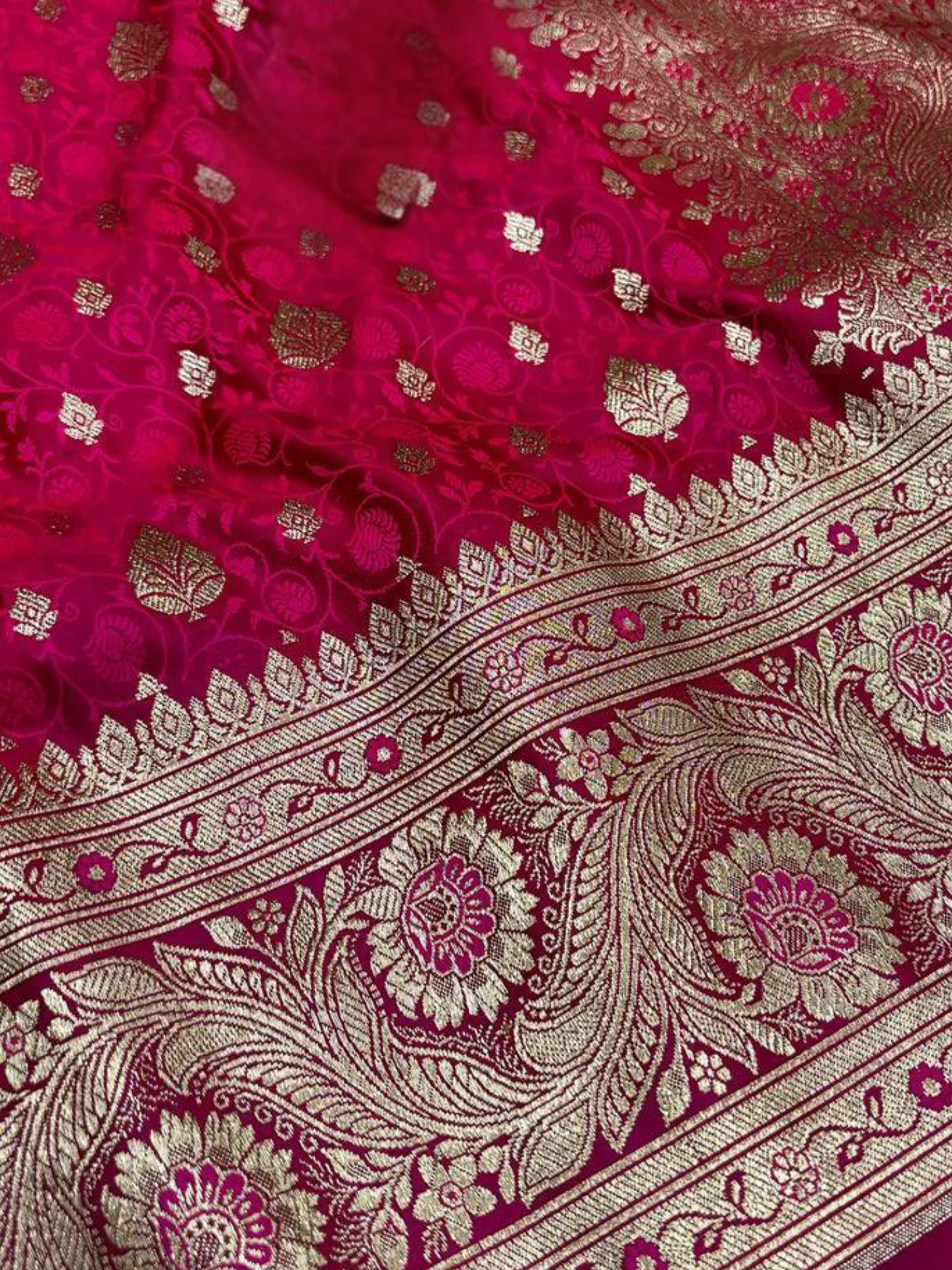 Handloom saree rani pink colour 