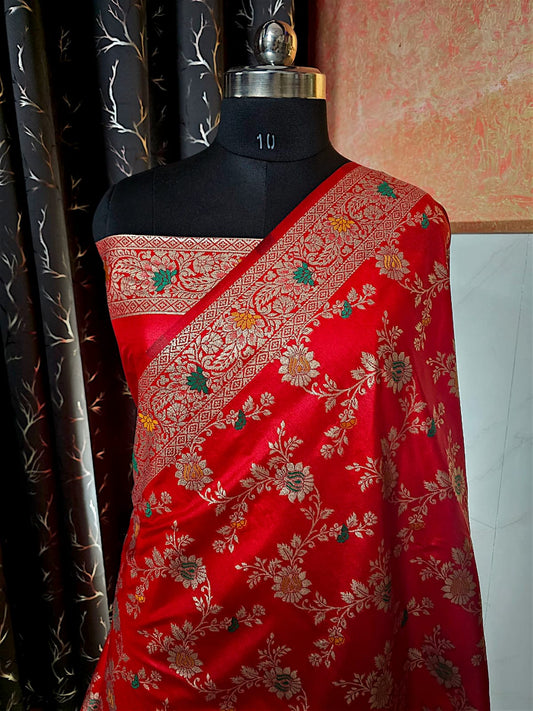 Red Dola Silk Banarasi Saree