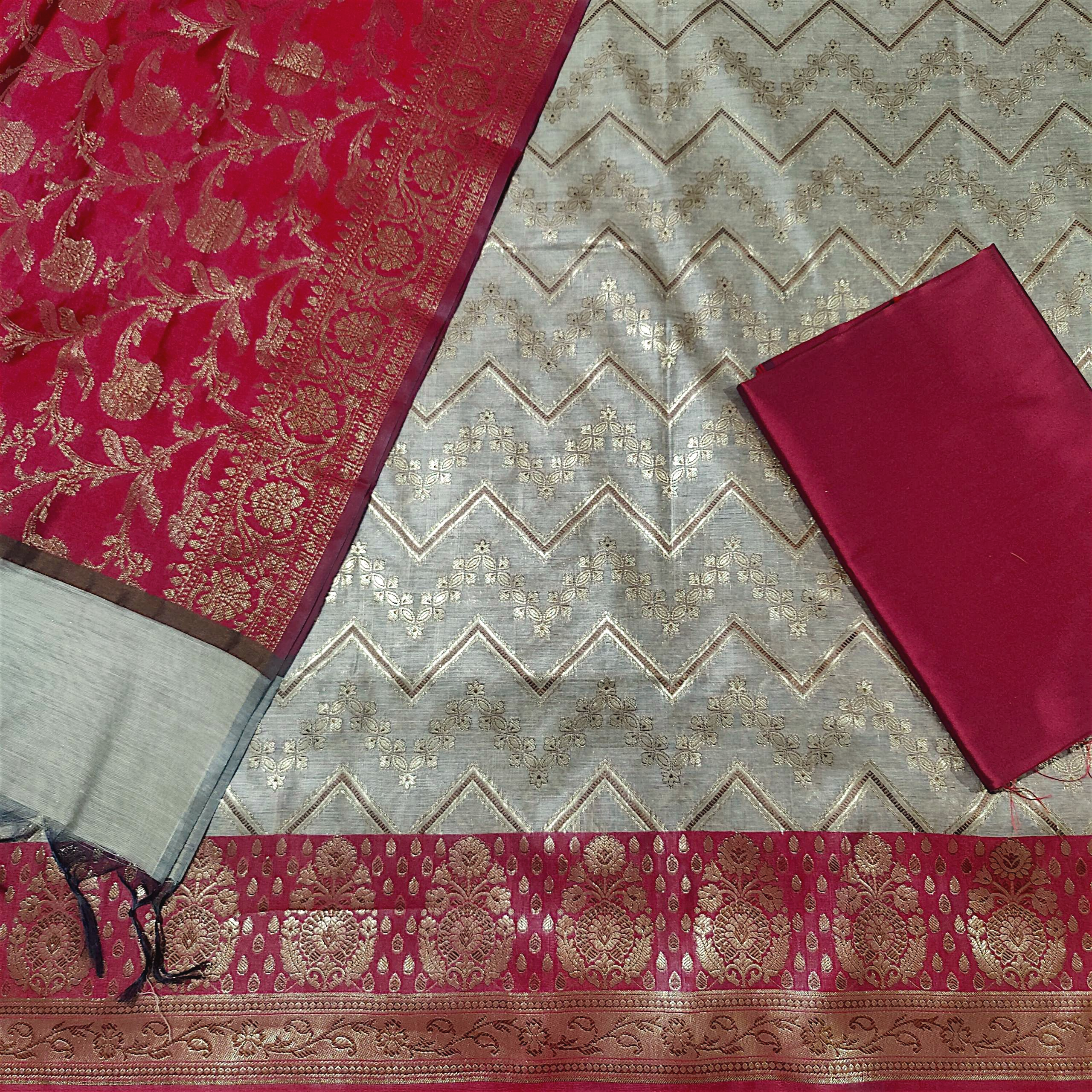 Red banarsi silk suit 