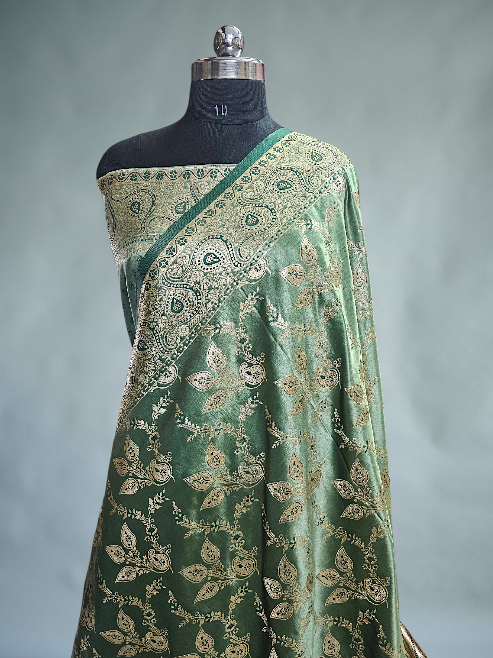Pista Banarsi saree