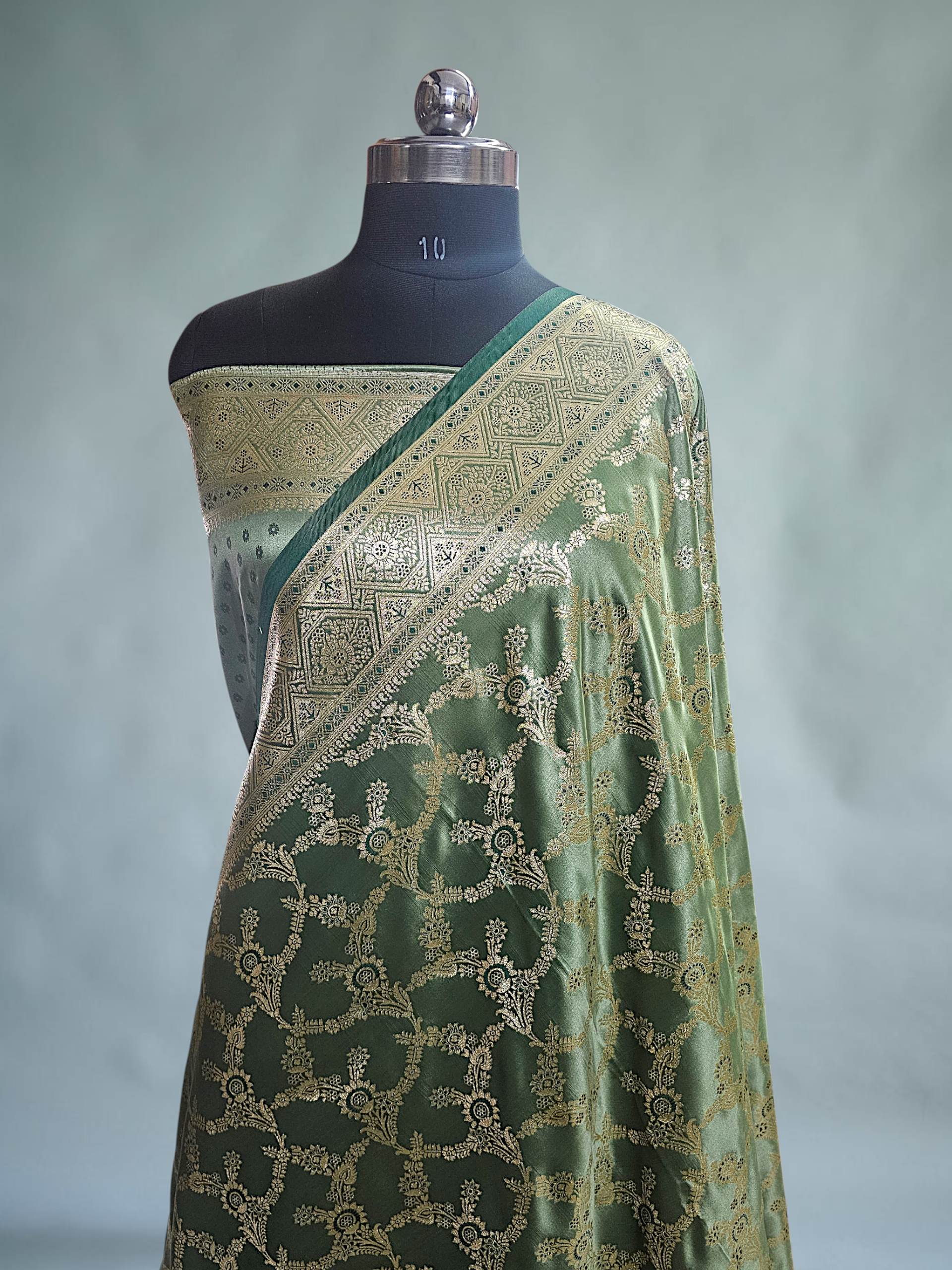 Pista Banarasi saree
