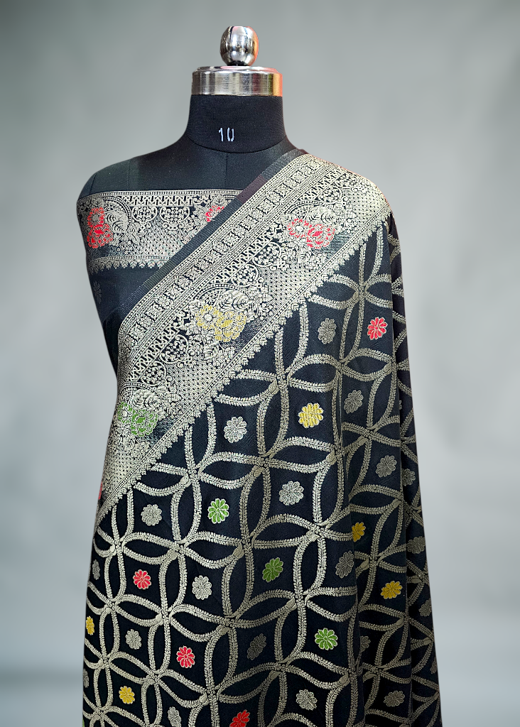 Red havey jaal banarasi silk saree