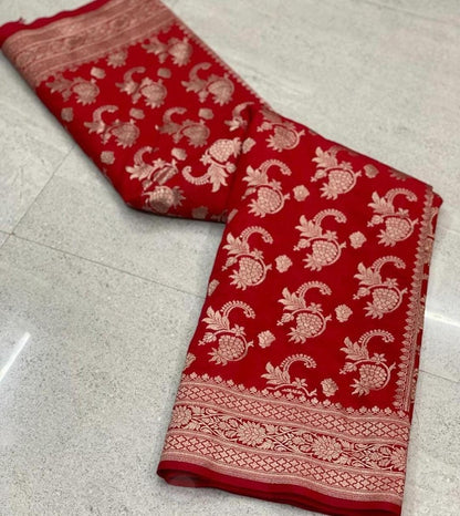 Red banarsi saree