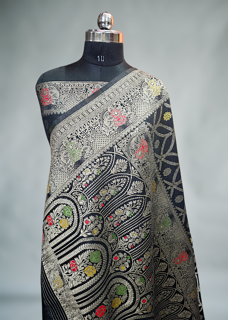 Red havey jaal banarasi silk saree