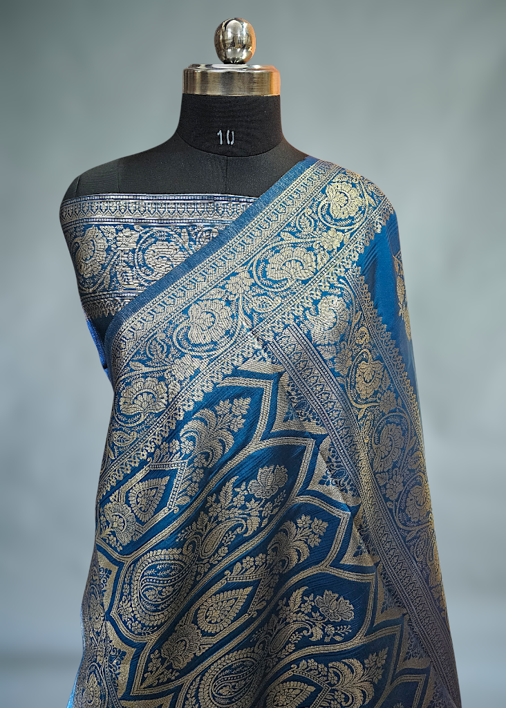Blue Colour Buta Banarasi silk saree
