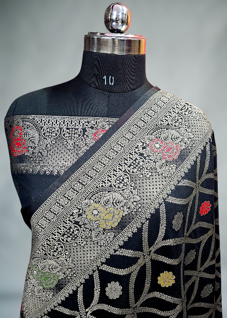 Red havey jaal banarasi silk saree