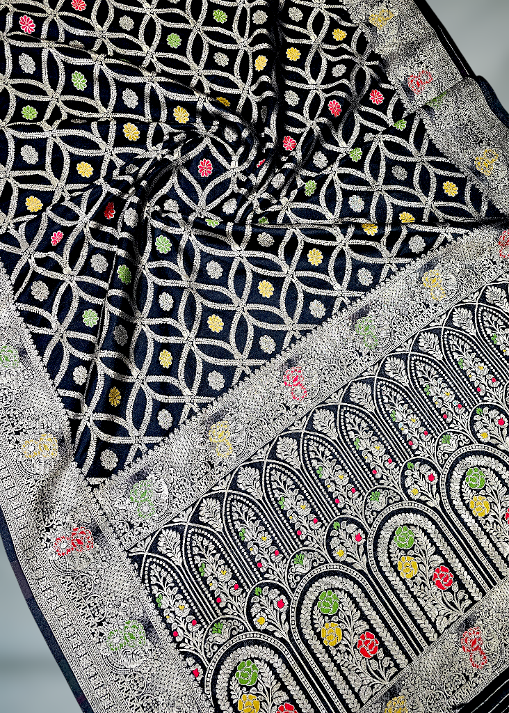 Red havey jaal banarasi silk saree